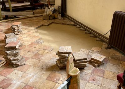 South aisle pamments removed for re-laying