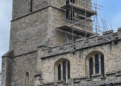 Tower showing scaffolding
